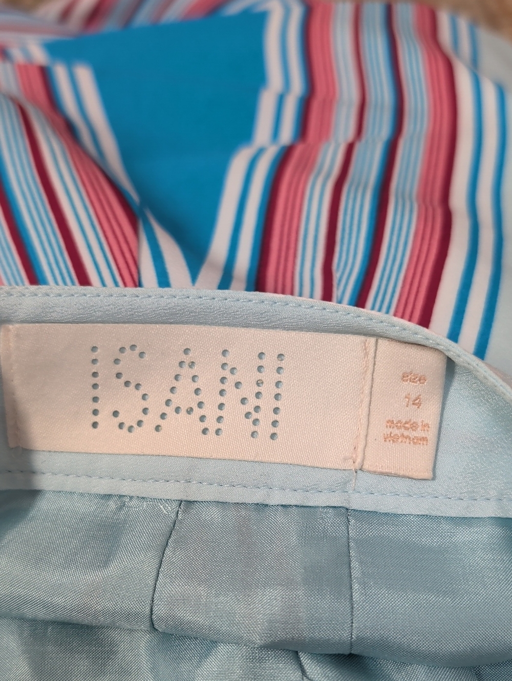Isani Anthropologie Light Blue Geometric Triangle Skirt with Gold Sequin Hem - Picture 4 of 7